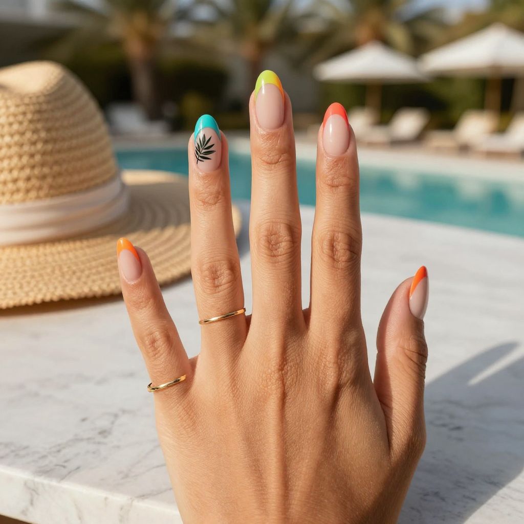 Vacation Nail Ideas - Tropical French Tips